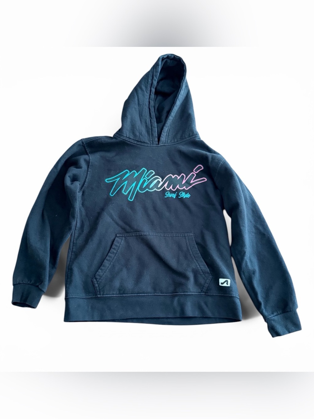 Kids Black Miami Surf Style Hoodie Sweatshirt Size 10/12